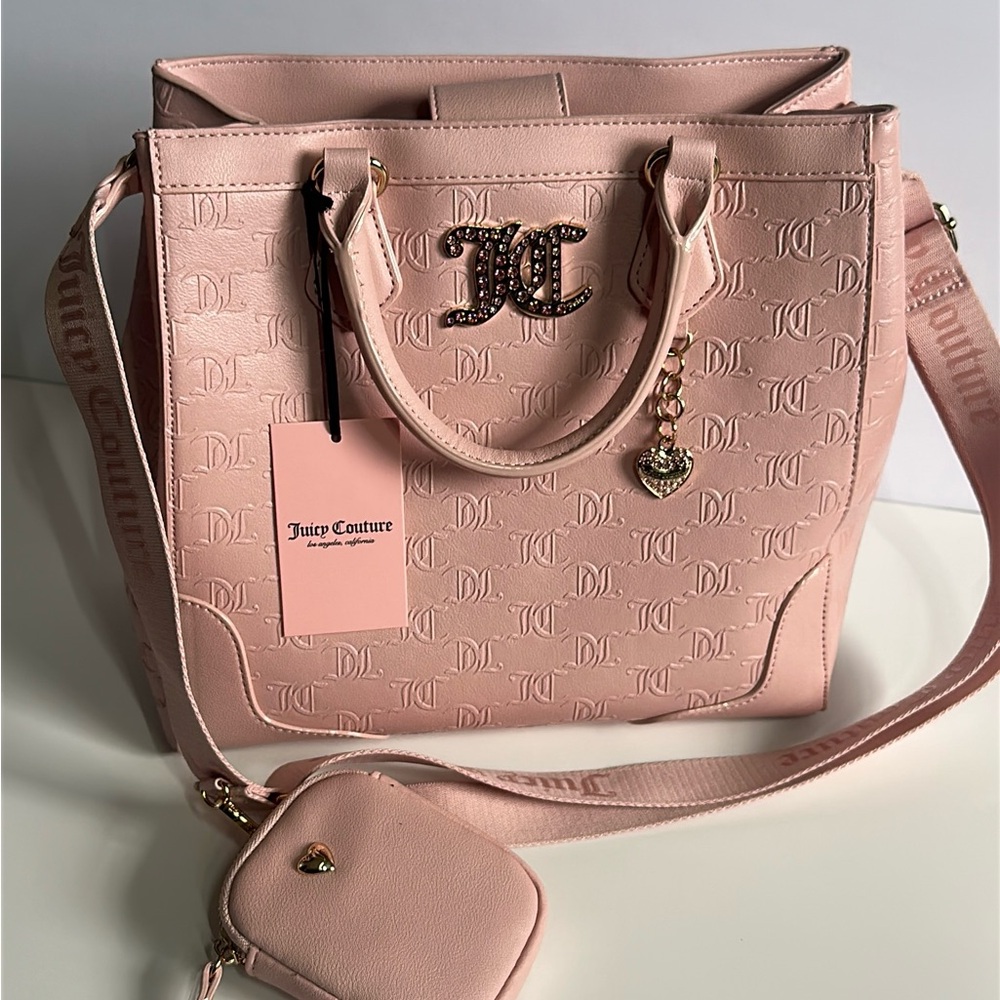 Juicy Couture Blush Embossed Tote with Charm